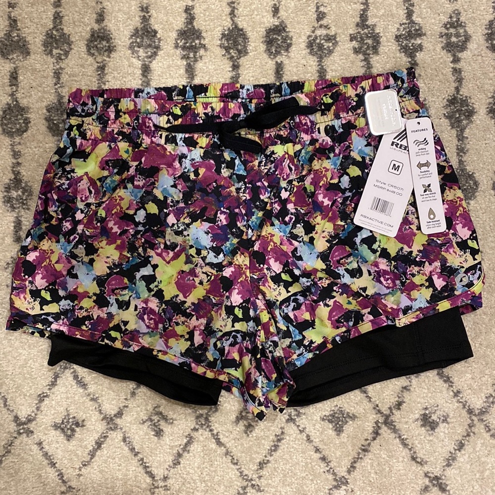 Workout shorts black and multi colored Medium